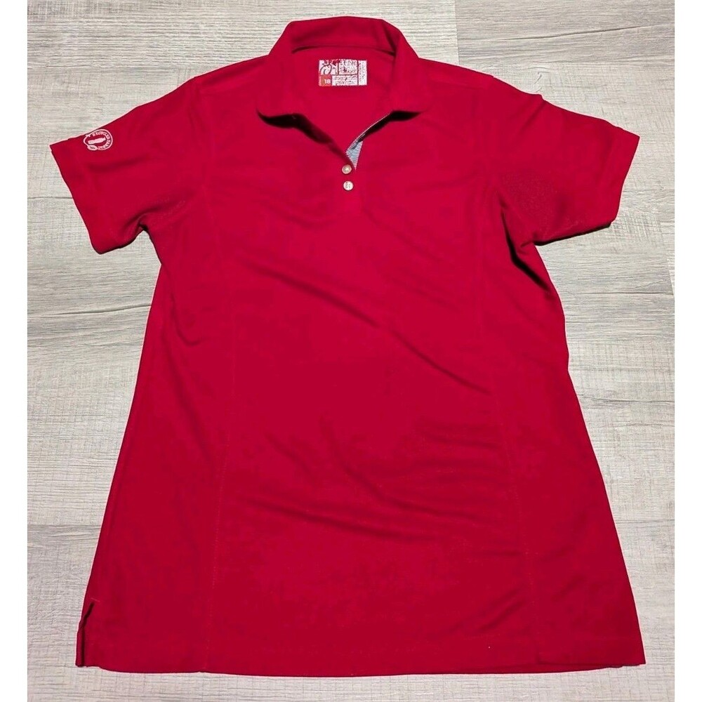 Chick-Fil-A Women's Red Polo Shirt Button Collared Short Sleeve Sz M
